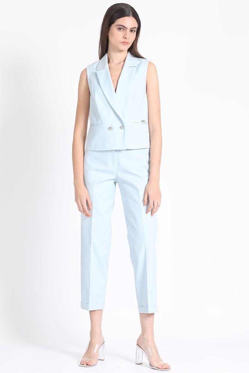 Blazer Crop Cruzado Sin Mangas Celeste Liola-2