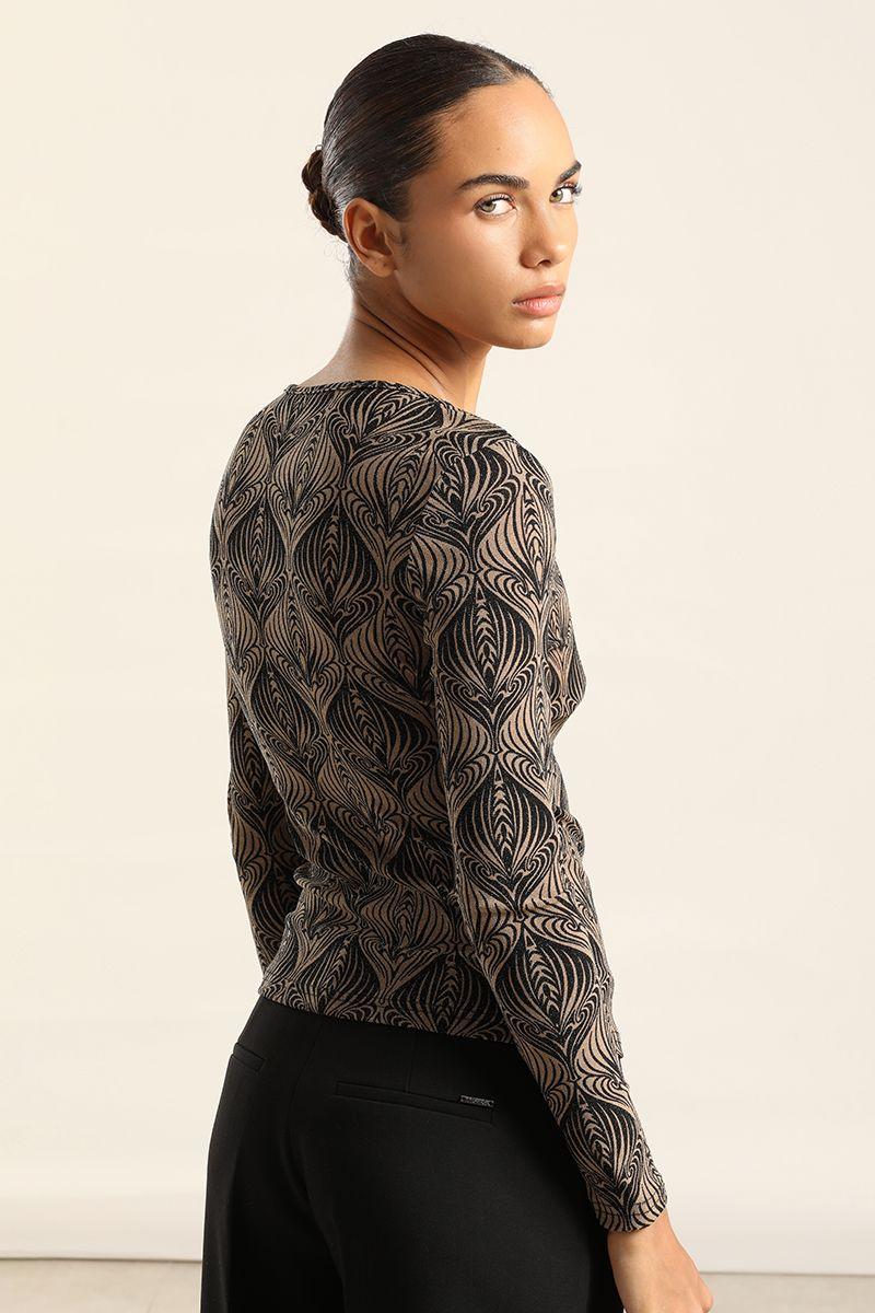 Top Malla, Estampado Metalizado, Beige Liola-3