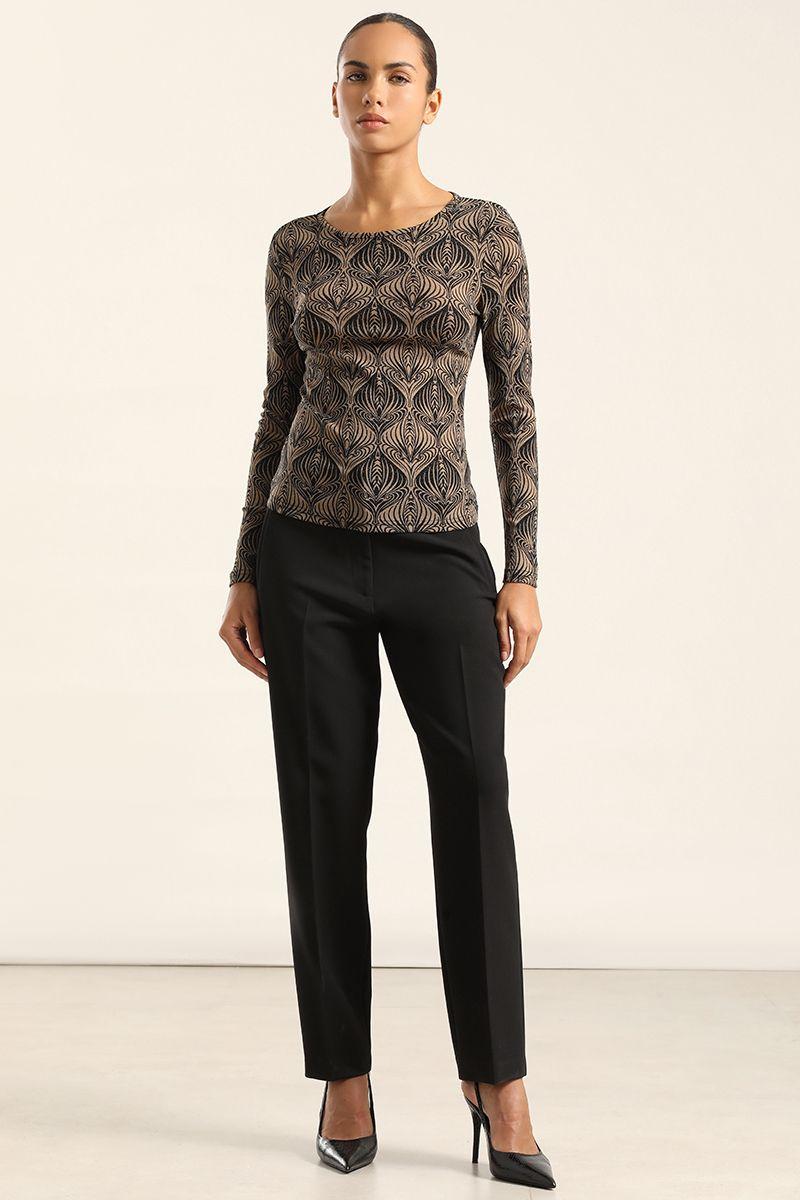 Top Malla, Estampado Metalizado, Beige Liola-4