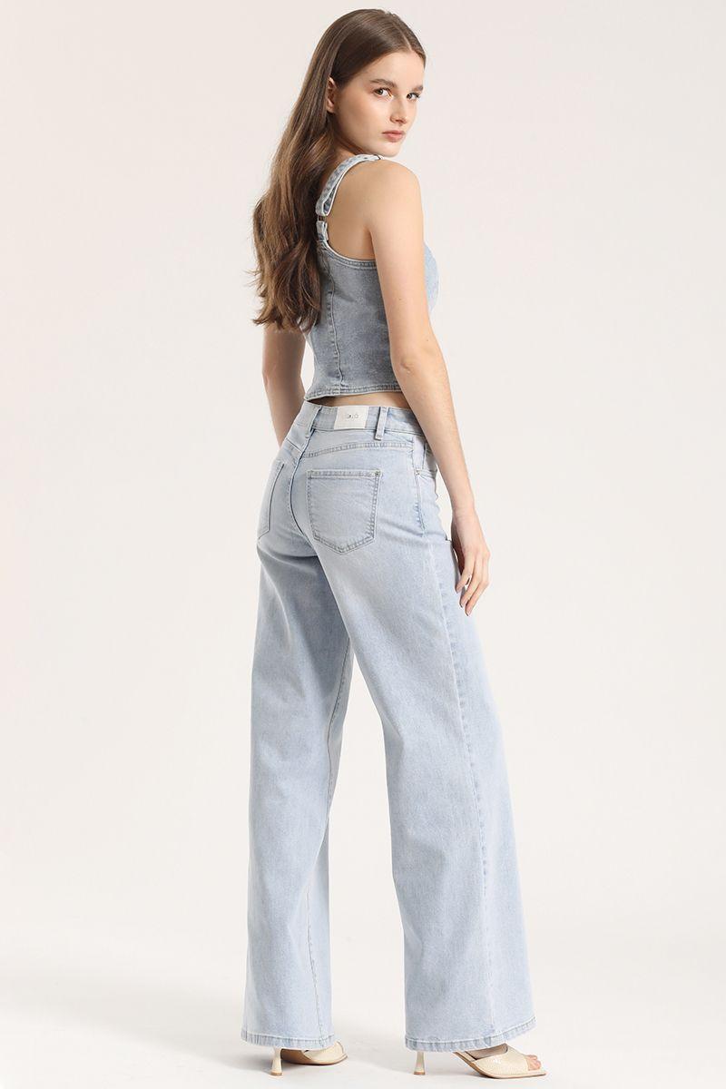Jeans palazzo relax liola mujer celeste claro-4