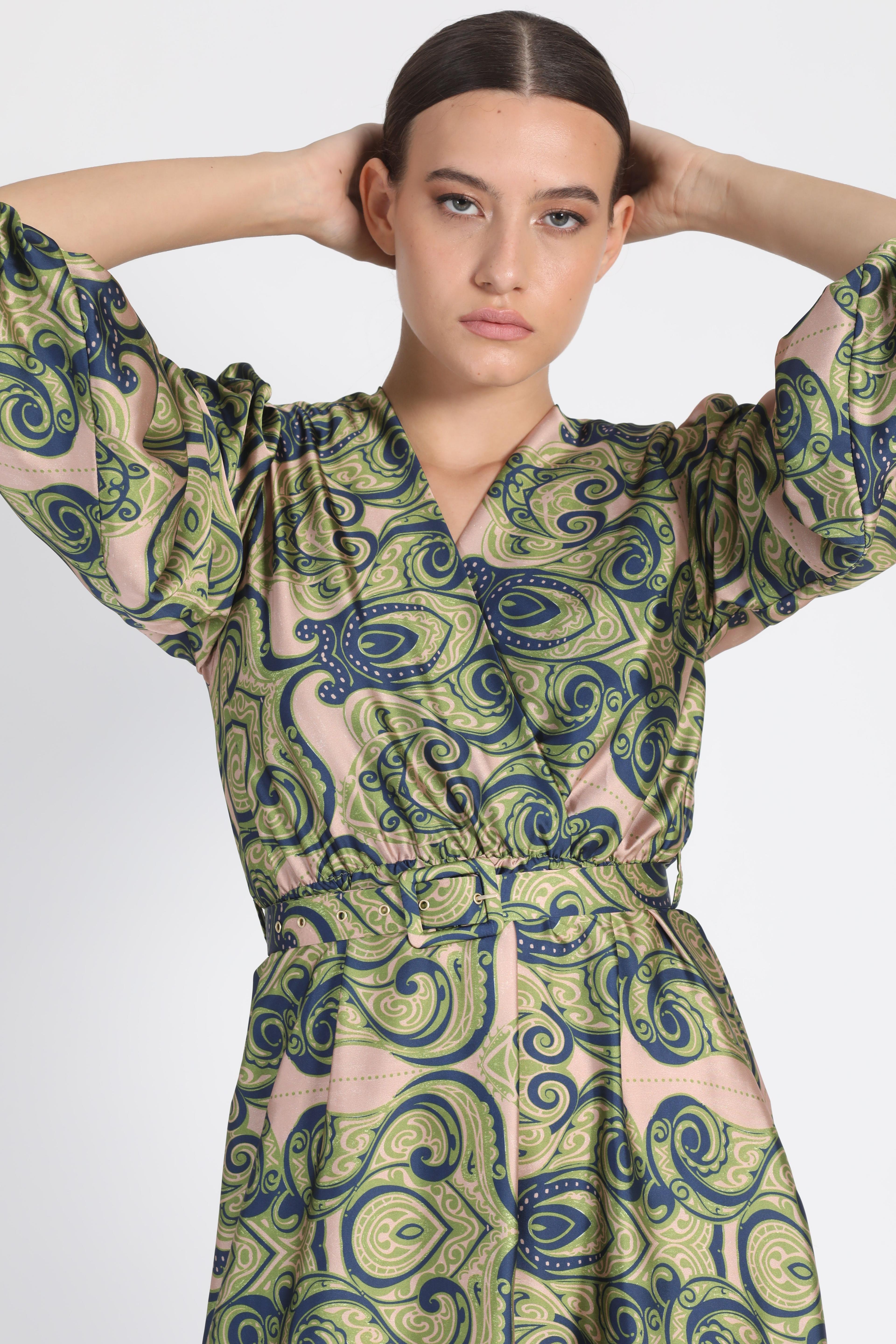 Vestido Maxi Estampado Verde Liola-1