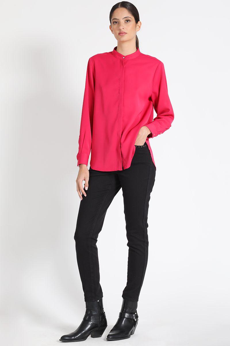 Blusa Cuello Mao Fucsia Liola-1