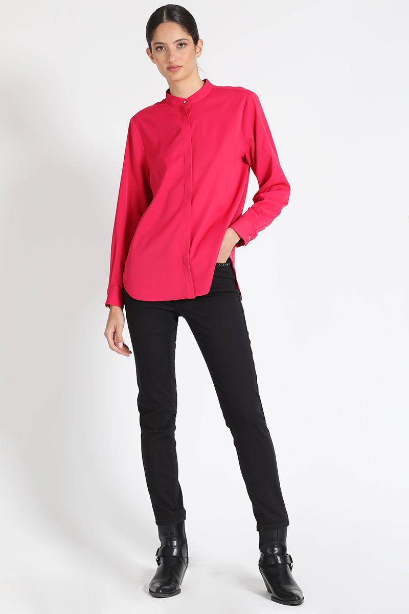 Blusa Cuello Mao Fucsia Liola-3
