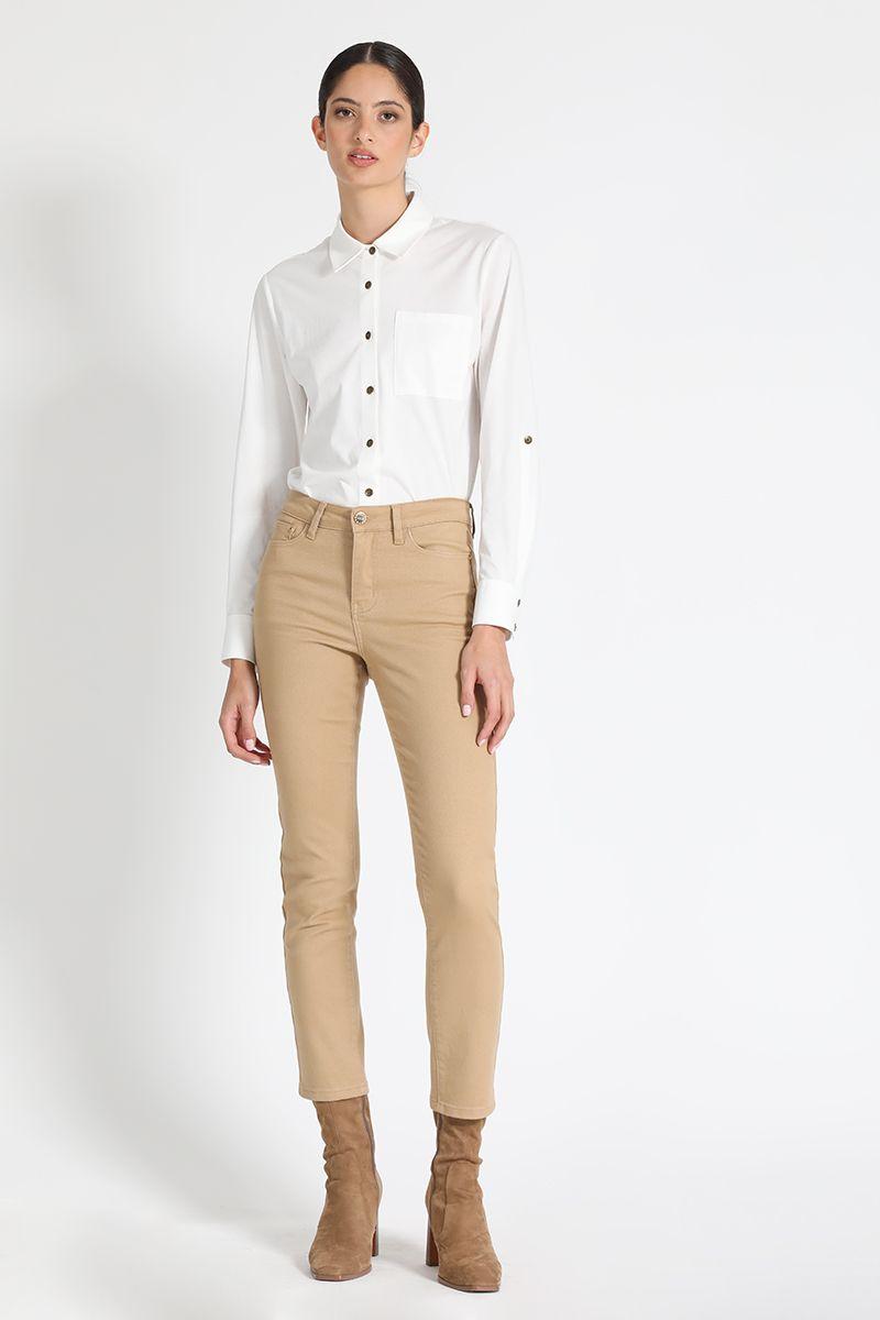 Jeans Slim Tiro Medio Camel Liola-0