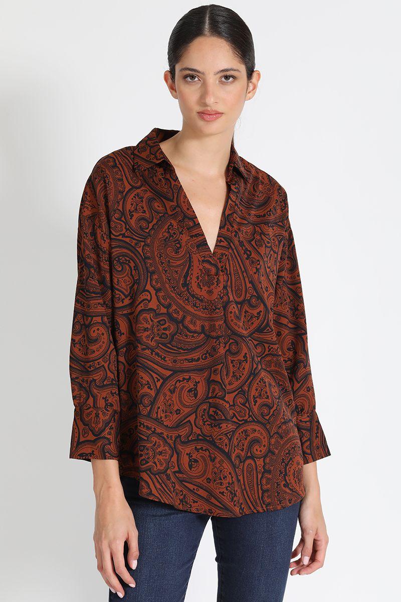Blusa Estampado Paisley Naranjo Liola-0