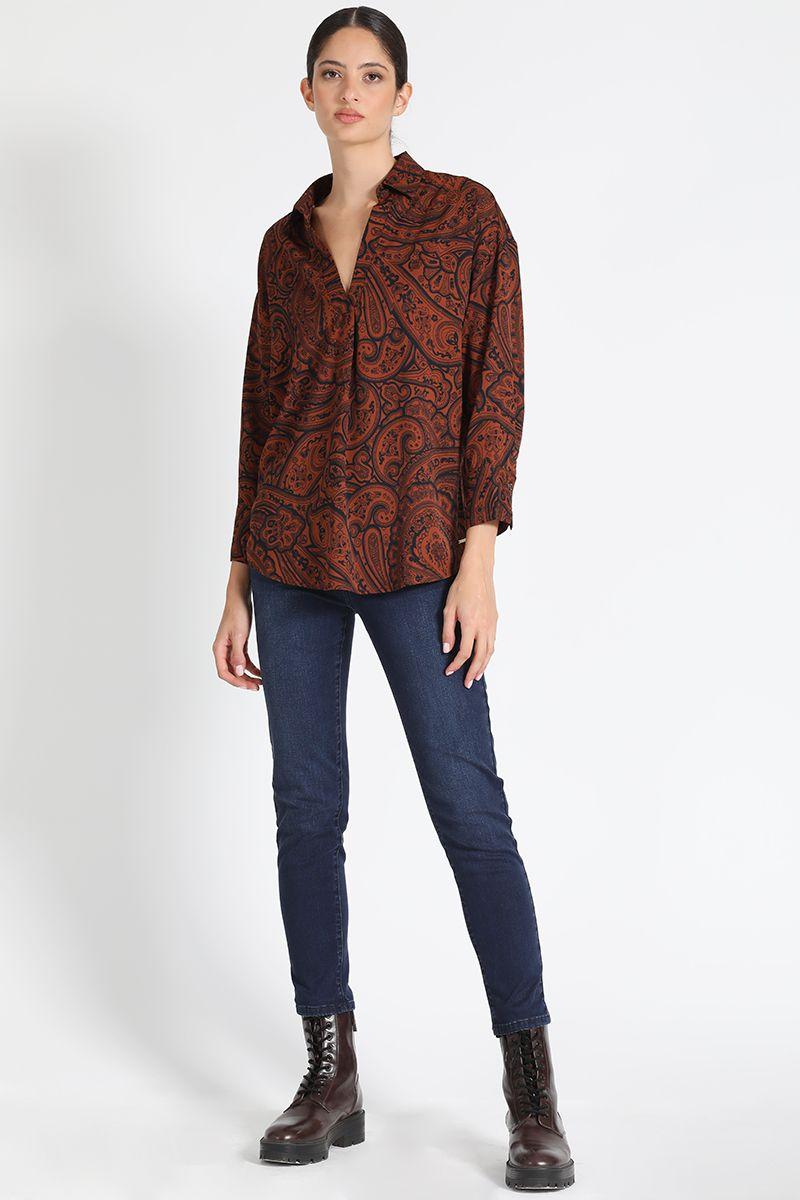 Blusa Estampado Paisley Naranjo Liola-1