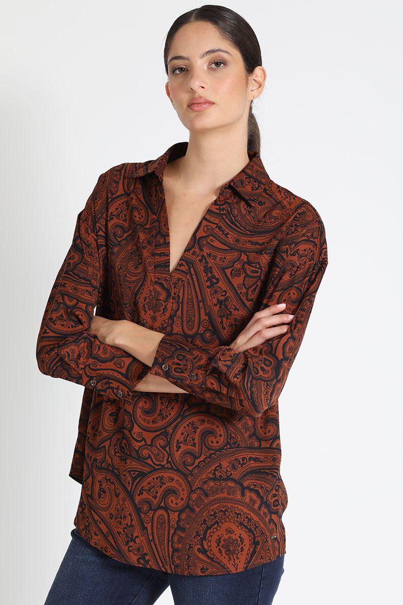 Blusa Estampado Paisley Naranjo Liola-4
