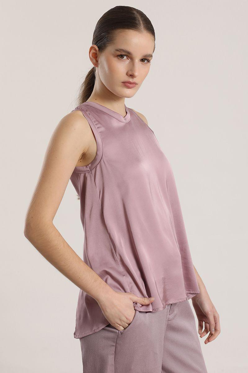 Blusa satin Liola mujer malva rosa-0