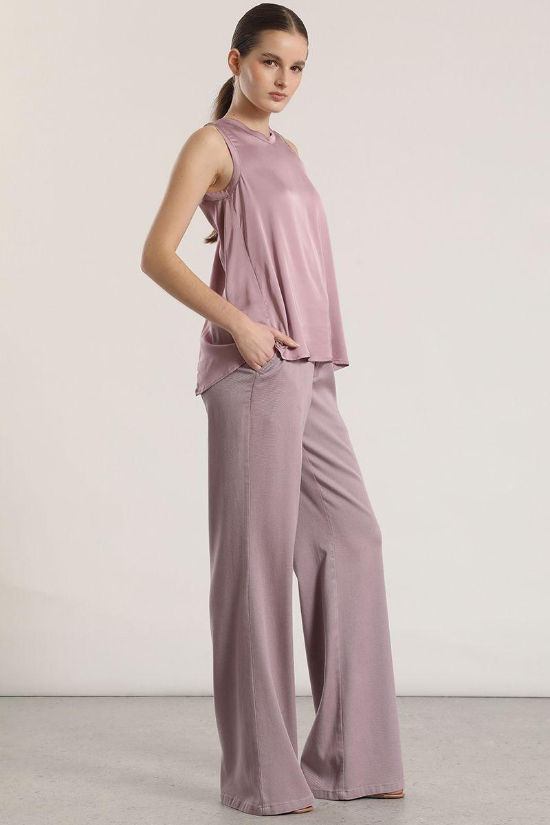 Blusa satin Liola mujer malva rosa-2