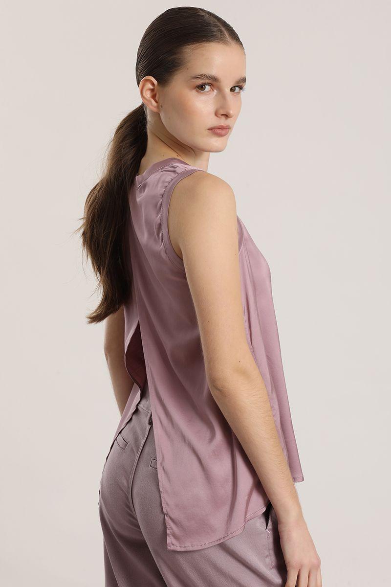 Blusa satin Liola mujer malva rosa-3