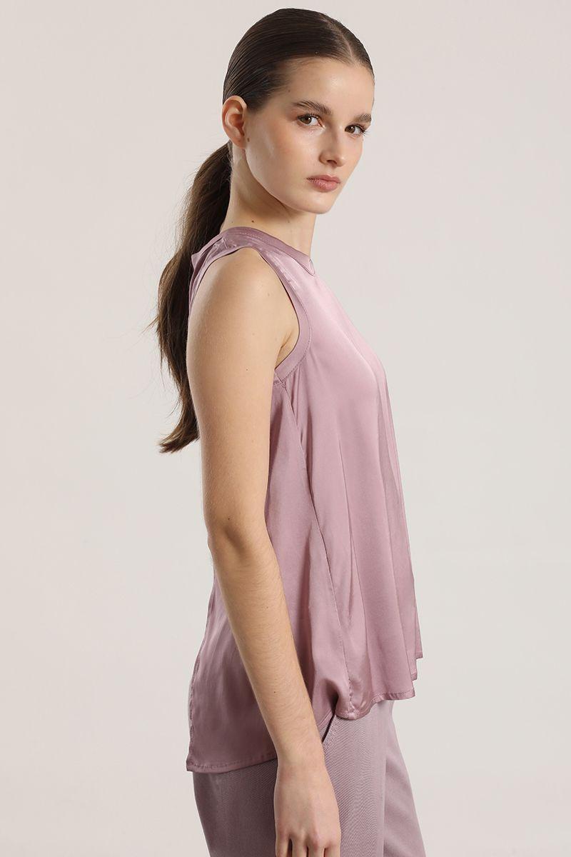 Blusa satin Liola mujer malva rosa-4