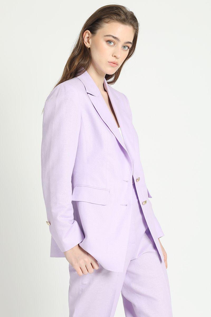 Blazer Entallado Lino Algodon Lila Liola-1