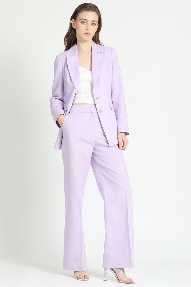 Blazer Entallado Lino Algodon Lila Liola-2