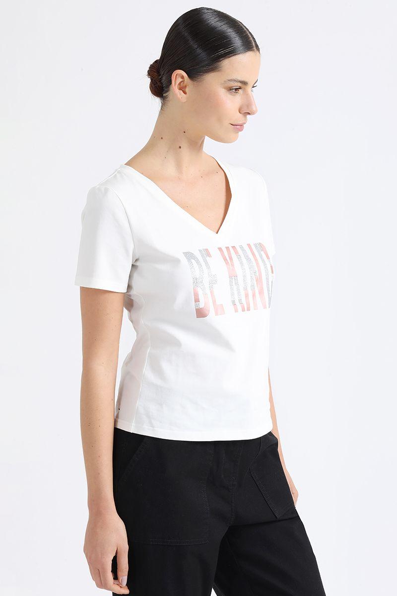Polera Algodón Spandex Texto, Crudo Liola-2
