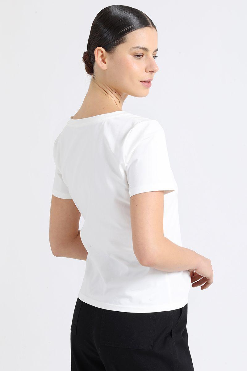 Polera Algodón Spandex Texto, Crudo Liola-3