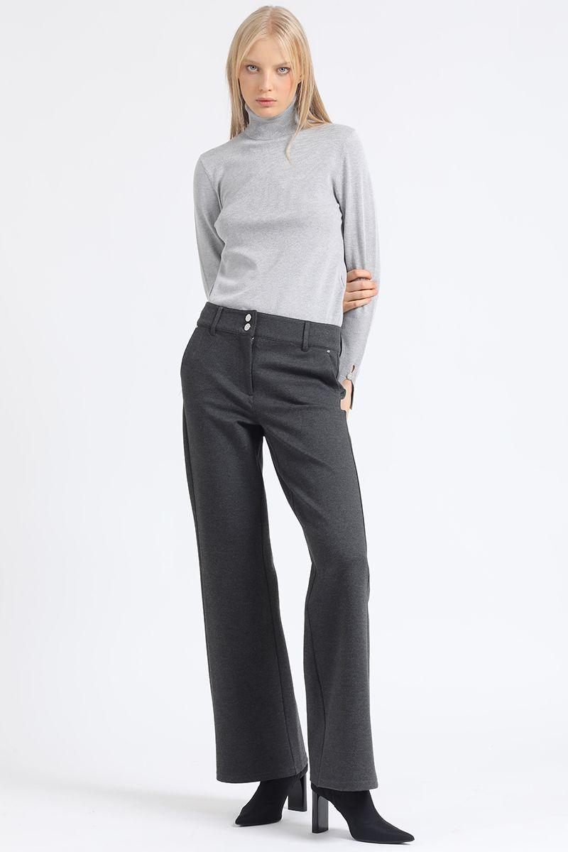 Pantalon Recto, Tiro Medio, Gris Liola-2