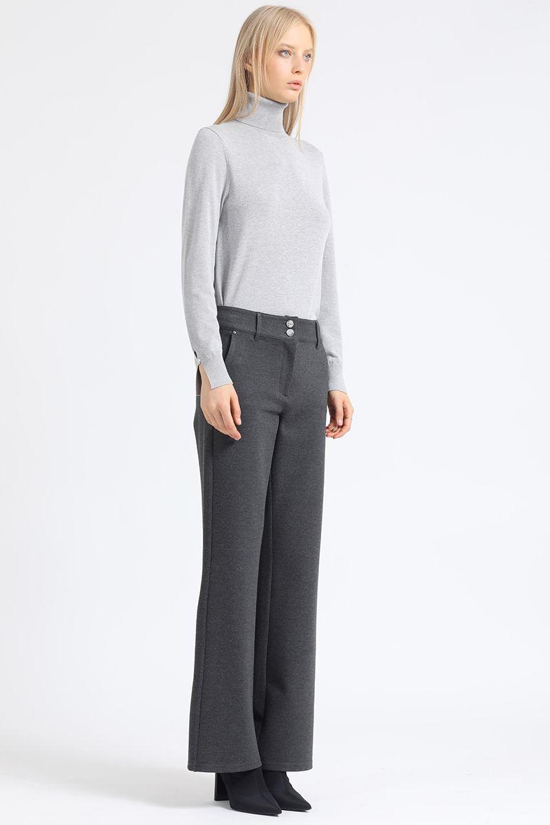 Pantalon Recto, Tiro Medio, Gris Liola-3