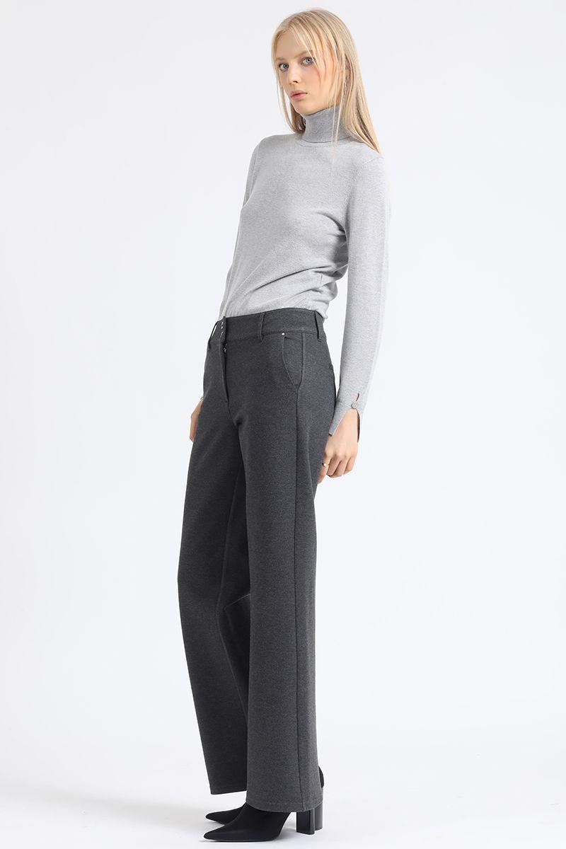 Pantalon Recto, Tiro Medio, Gris Liola-6