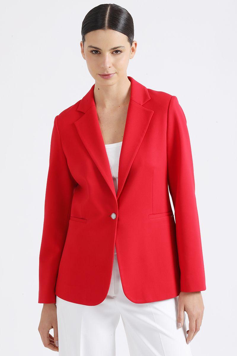 Blazer Con Solapa Entallado, Rojo Liola-4
