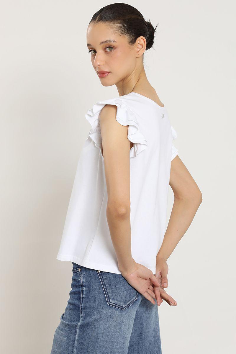 Polera bordado, aplicacion strass, crudo Liola-3