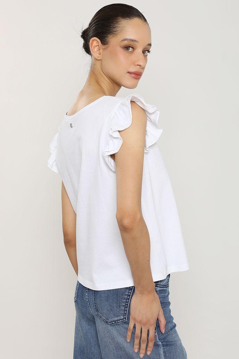 Polera bordado, aplicacion strass, crudo Liola-5