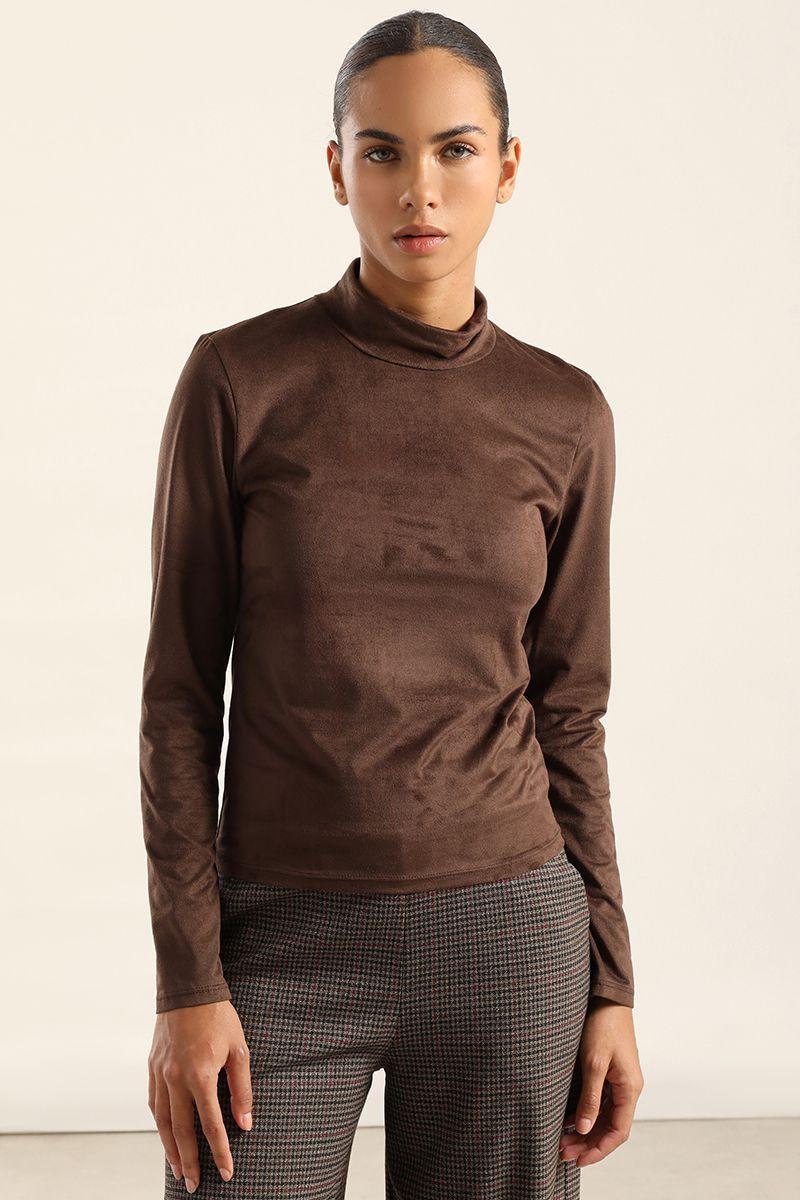 Top basico efecto gamuza, chocolate Liola-6