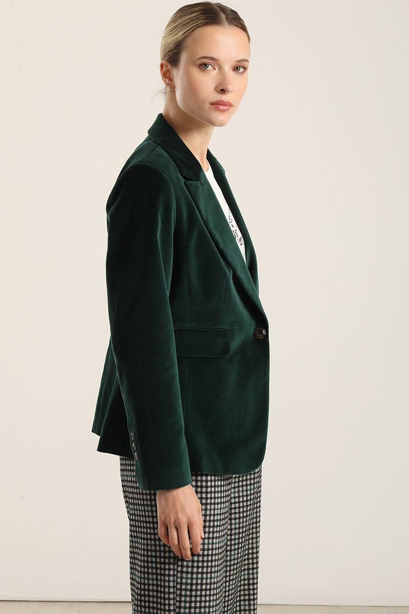 Blazer basico entallado, terciopelo verde Liola-2