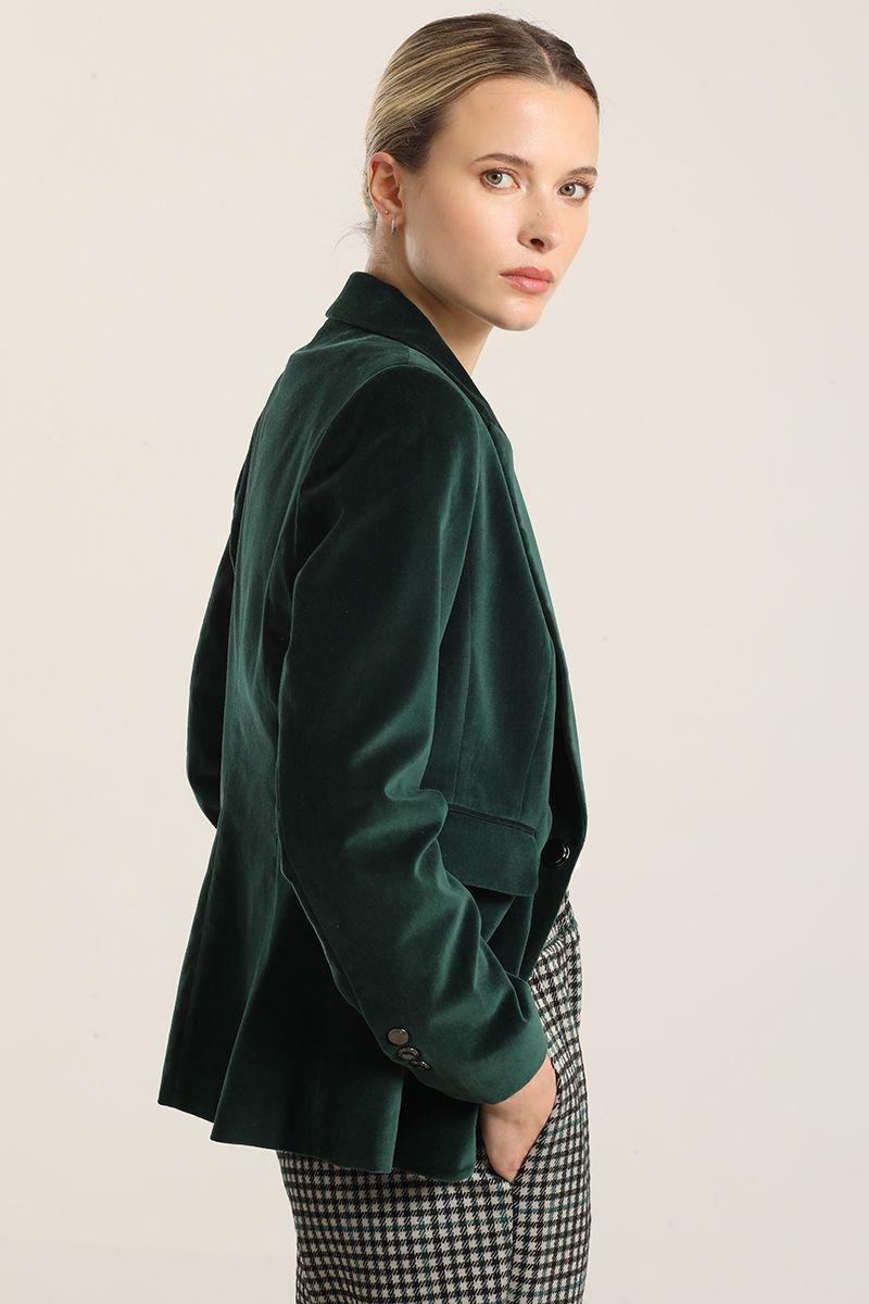Blazer basico entallado, terciopelo verde Liola-5