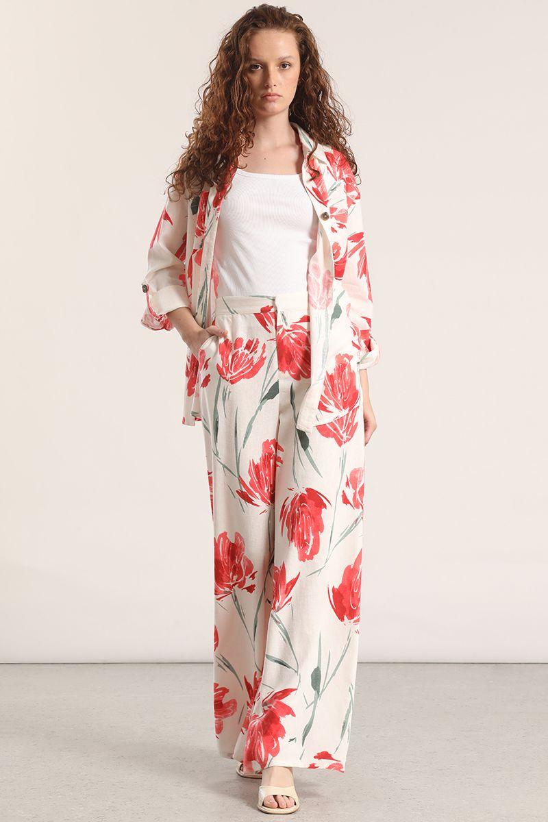 Pantalón palazzo lino liola mujer estampado-1