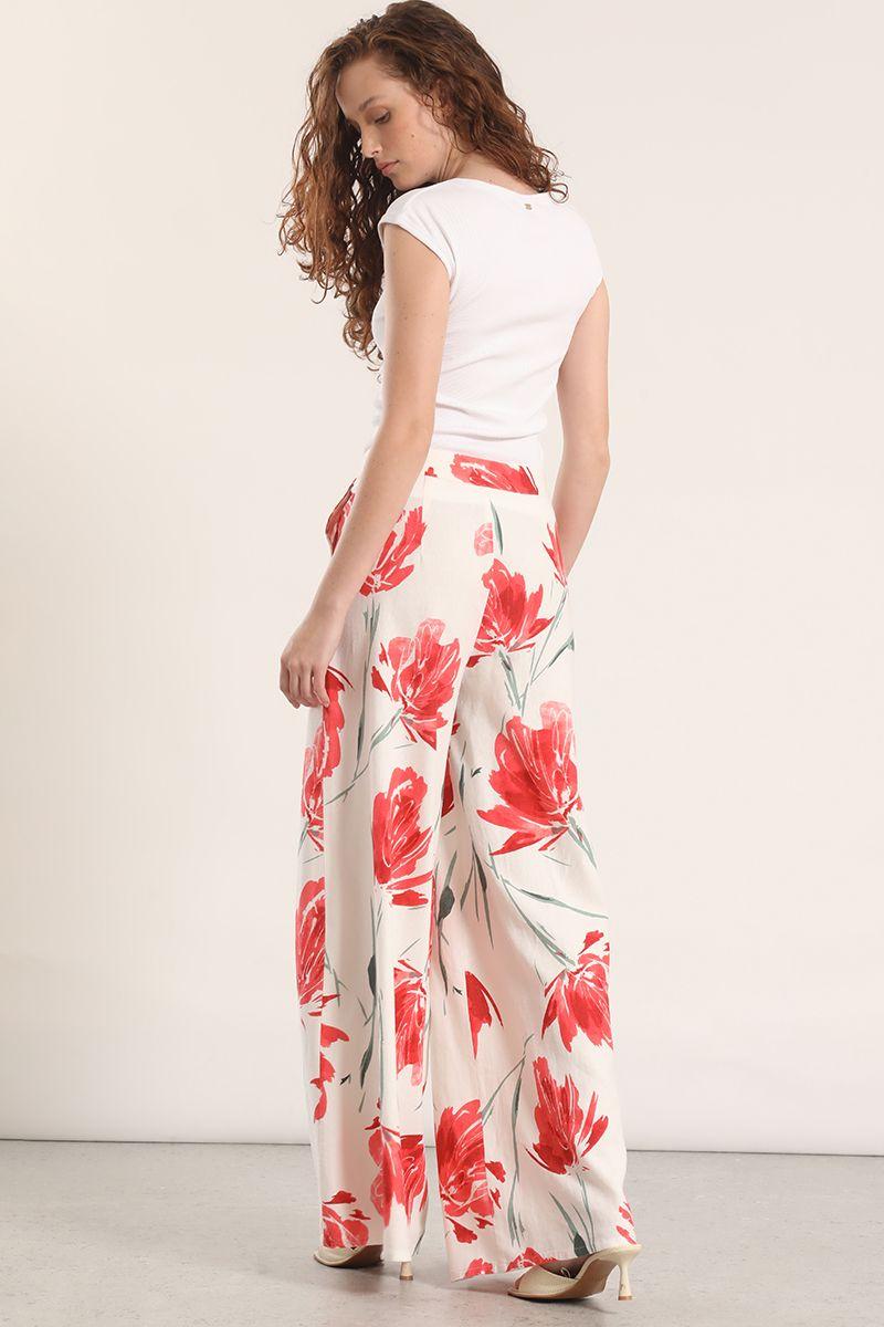 Pantalón palazzo lino liola mujer estampado-4
