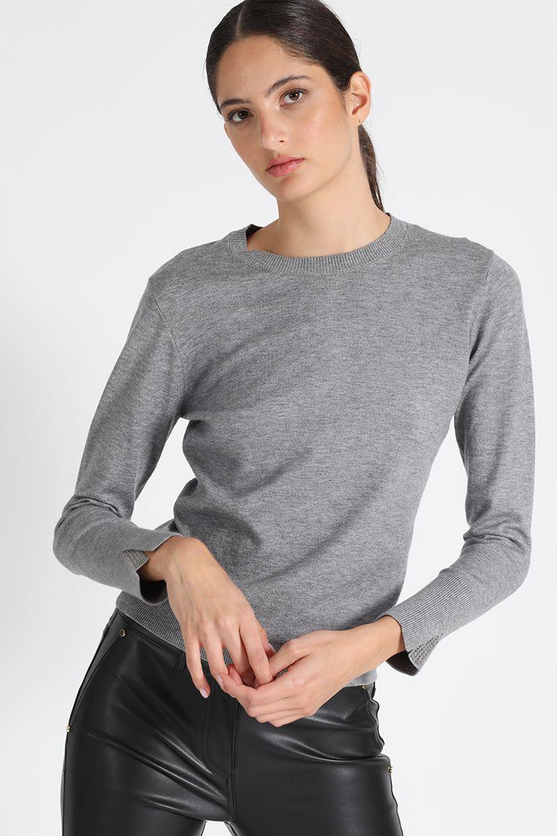 Jersey Tejido Cuello Redondo Gris Liola-1