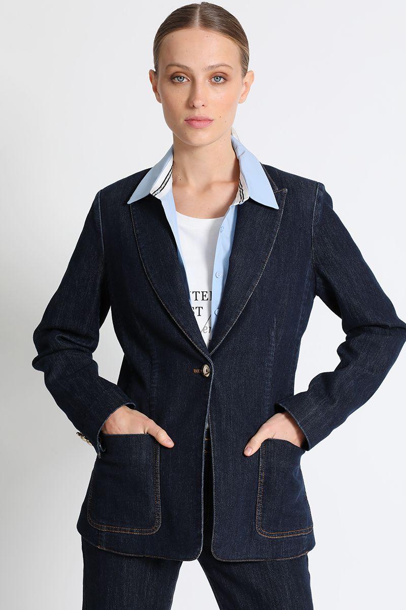 Blazer Denim Estampado Azul Liola-0