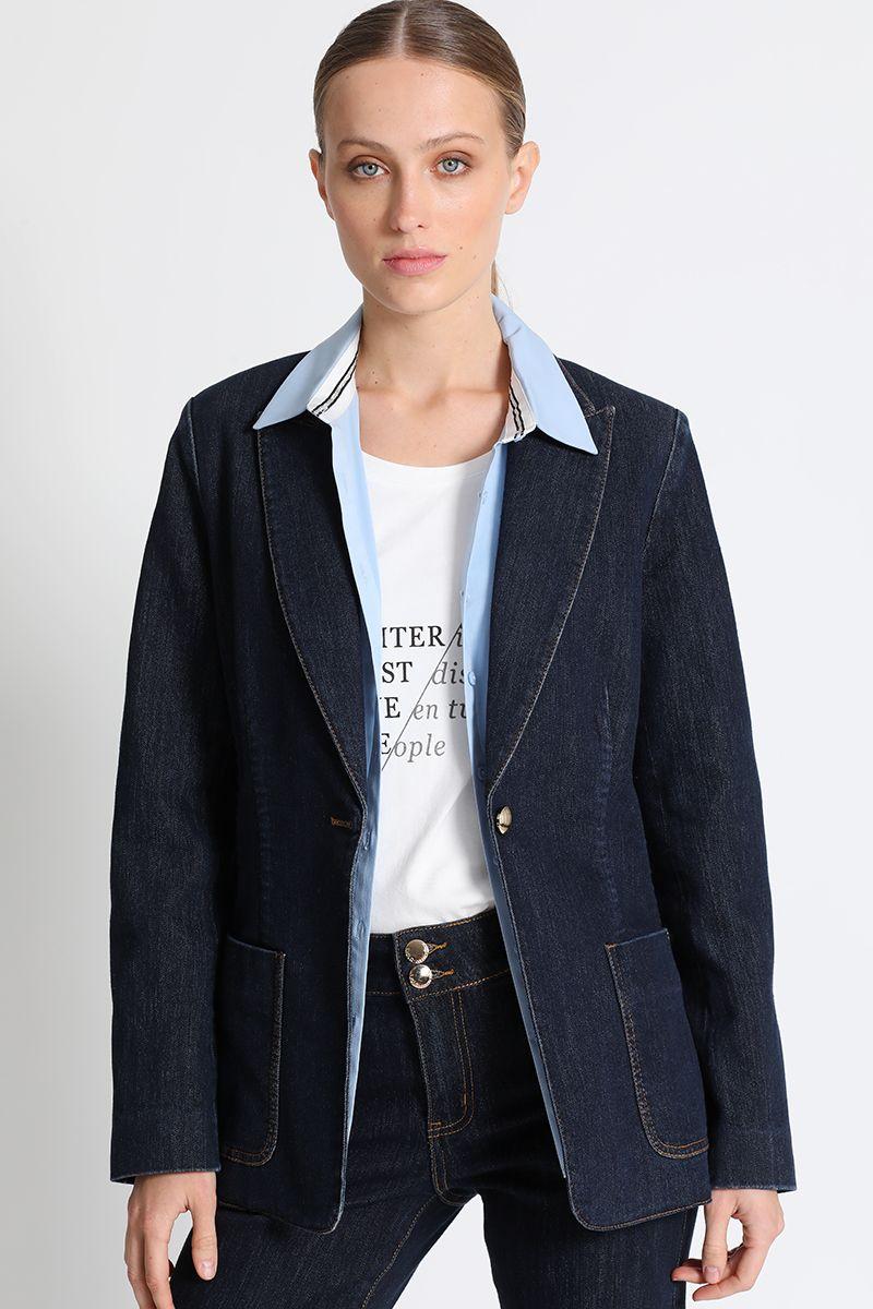 Blazer Denim Estampado Azul Liola-1