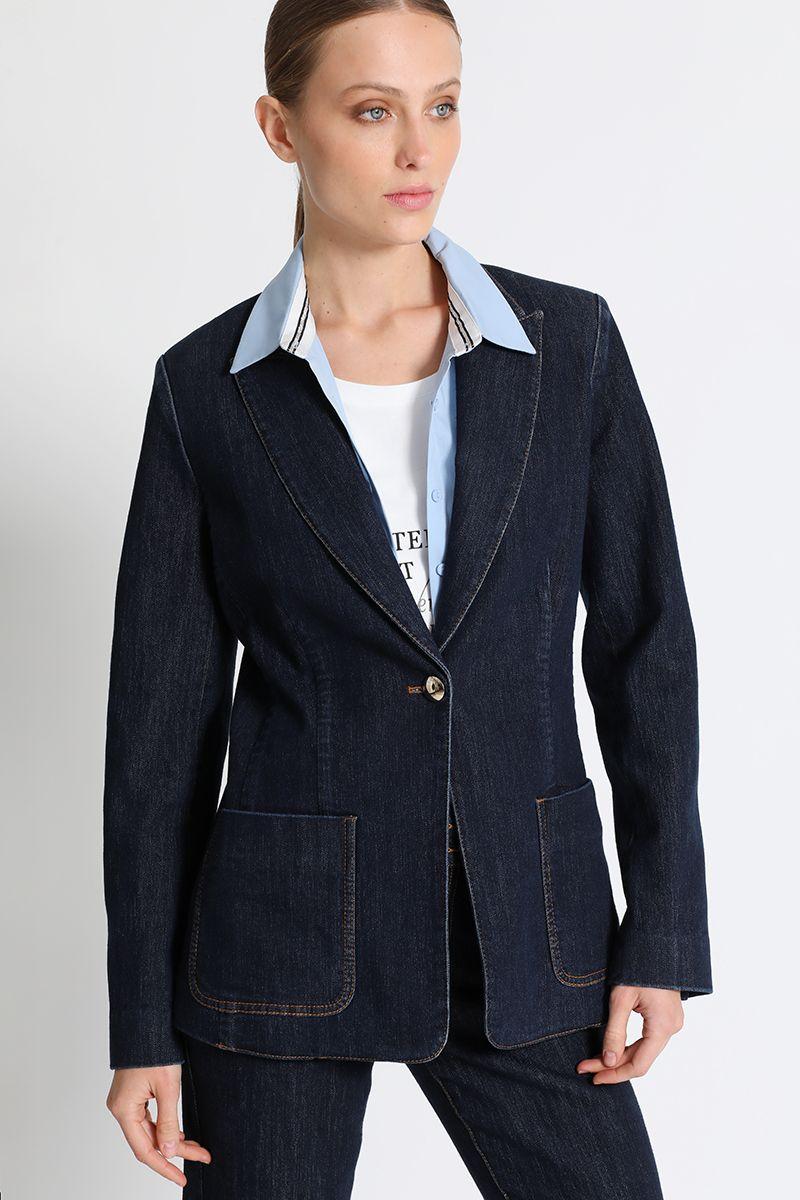 Blazer Denim Estampado Azul Liola-4