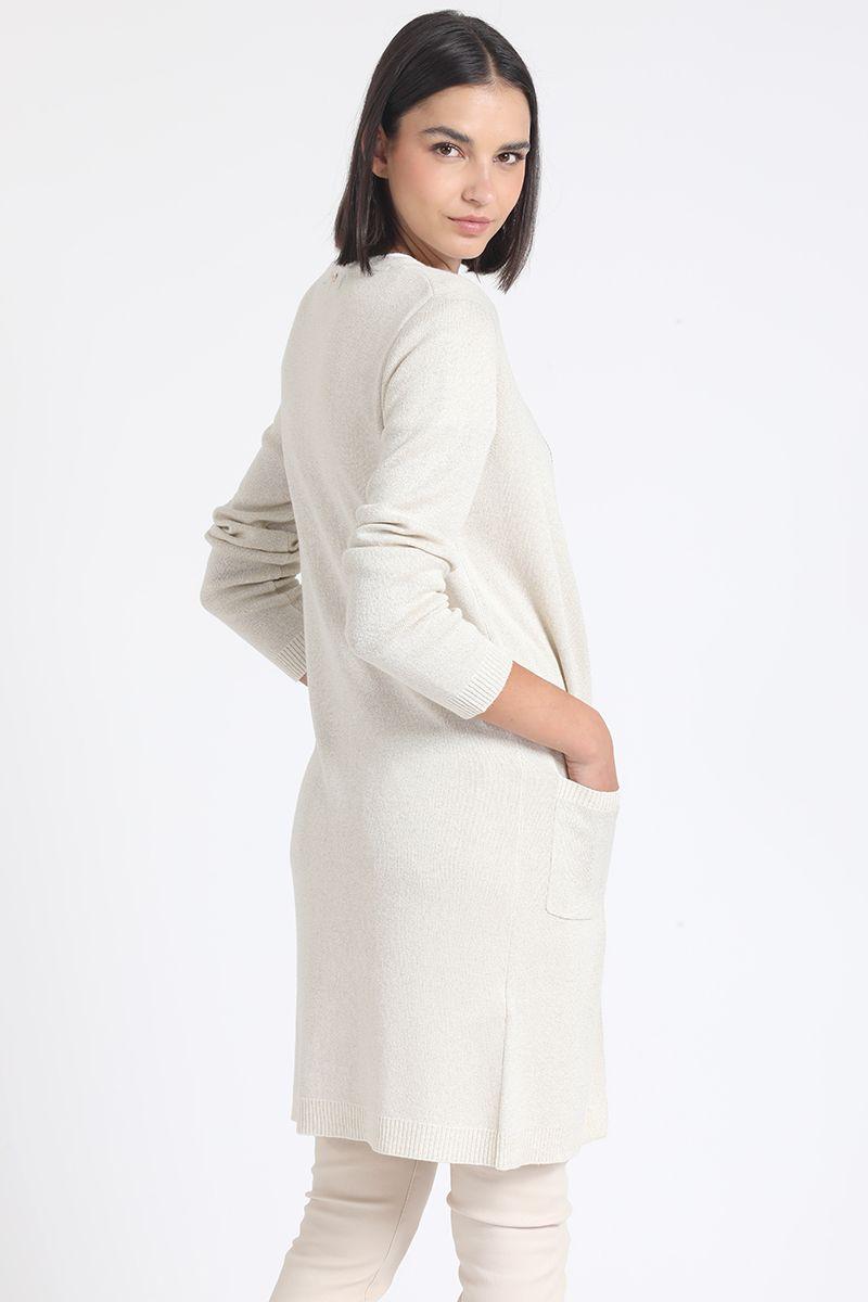 Tapado Tejido Punto Con Hilo Metalizado, Beige Liola-2
