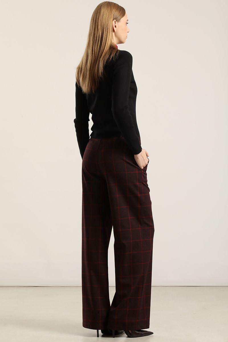 Pantalón recto, tiro alto, burdeo Liola-2