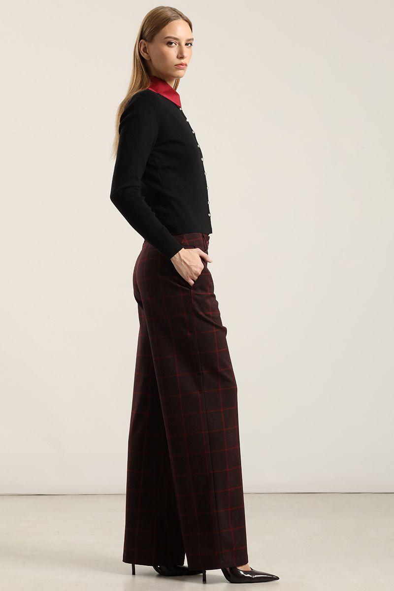 Pantalón recto, tiro alto, burdeo Liola-3