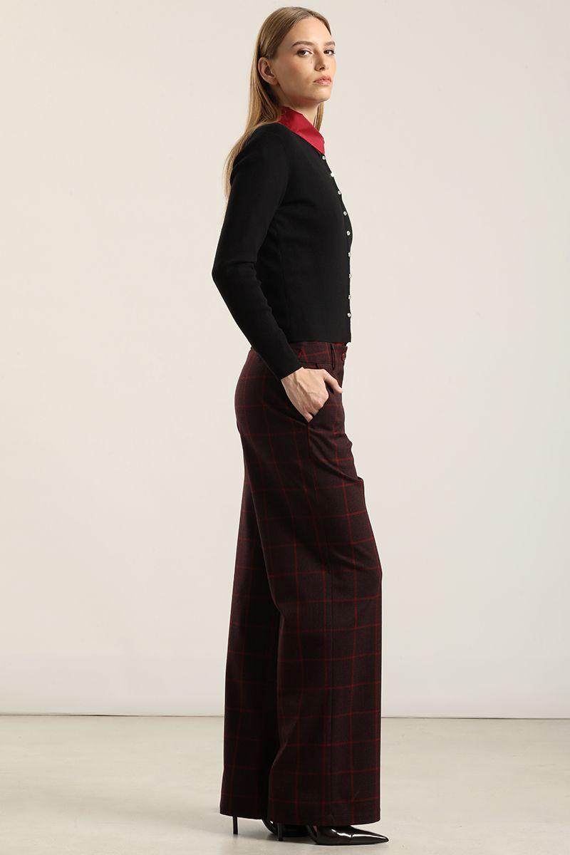 Pantalón recto, tiro alto, burdeo Liola-5