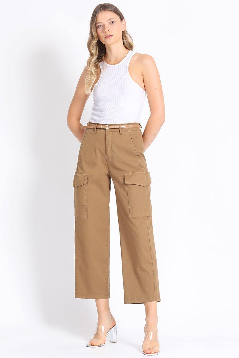 Pantalon Cargo Algodón, Camel Liola-1