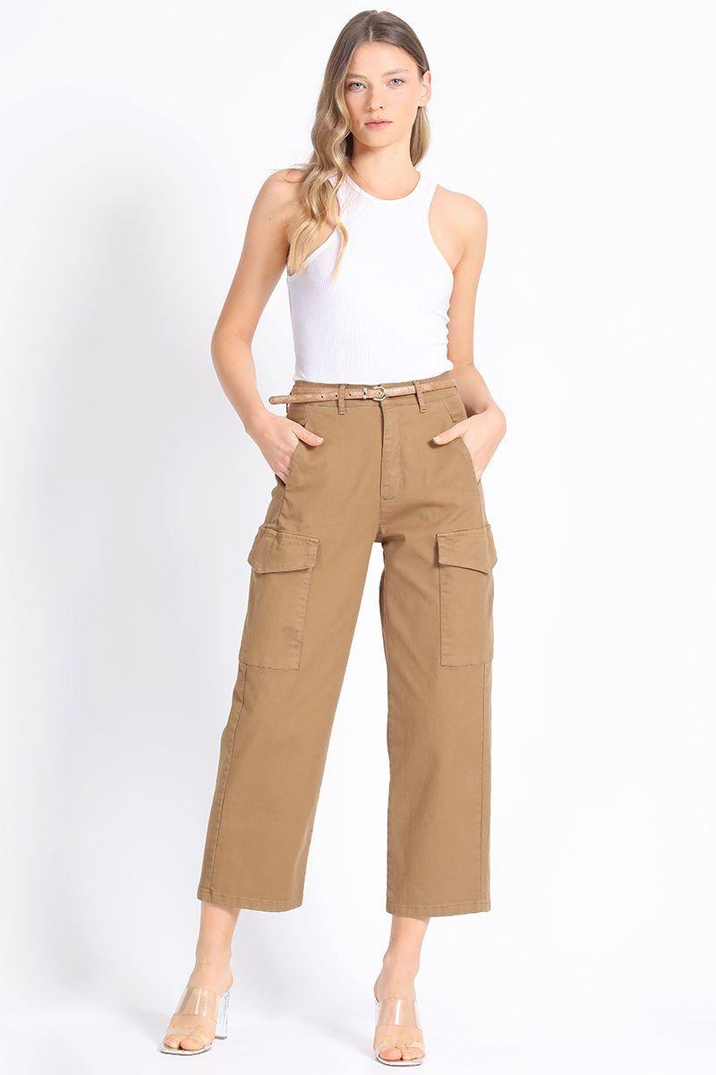 Pantalon Cargo Algodón, Camel Liola-4