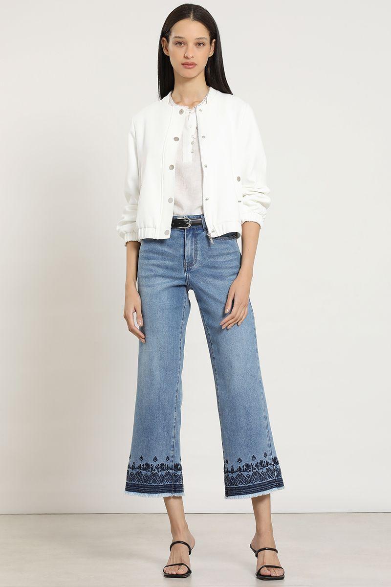 Jeans cropped straight, bordado, azul Liola-6