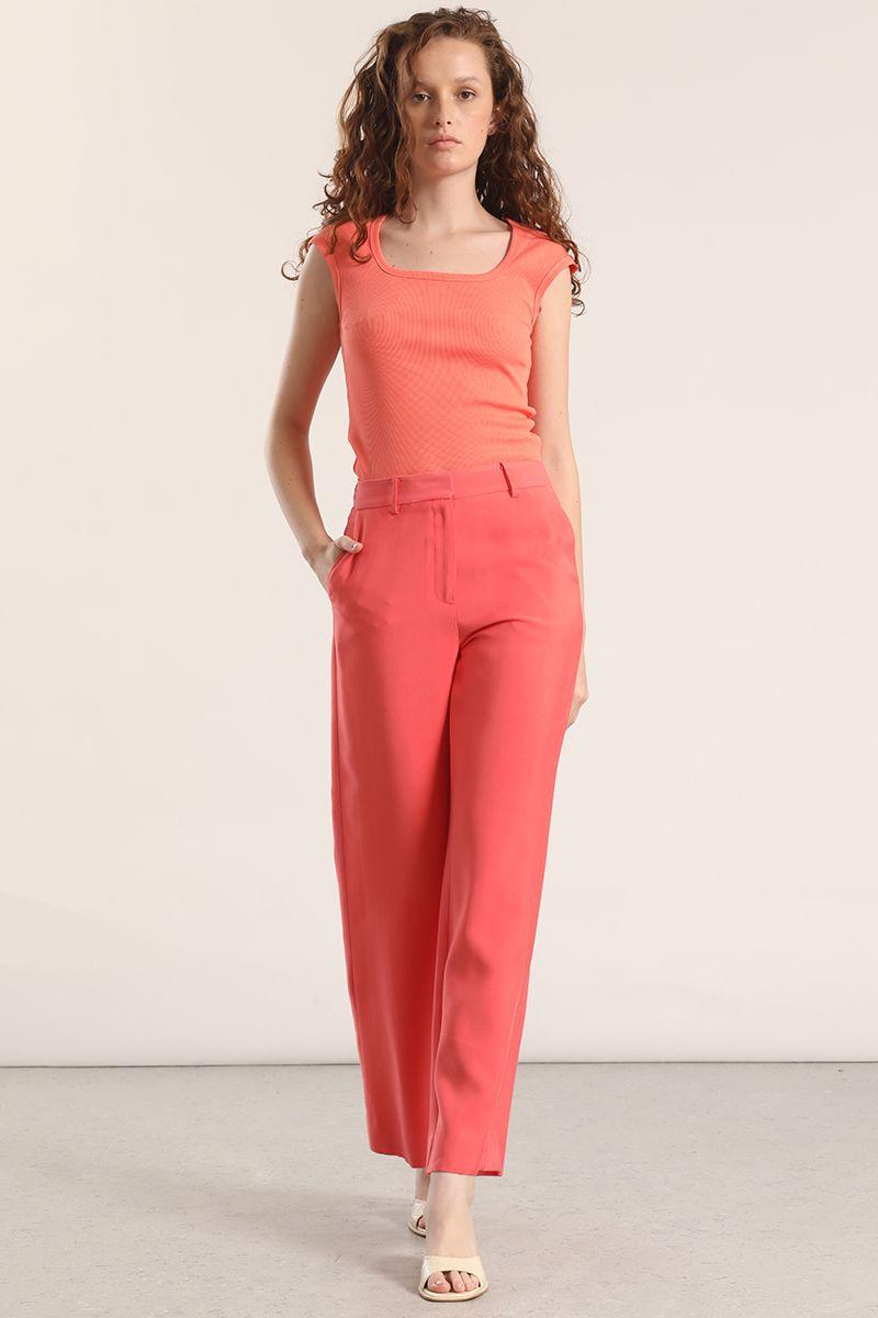 Pantalón recto liola mujer coral-0