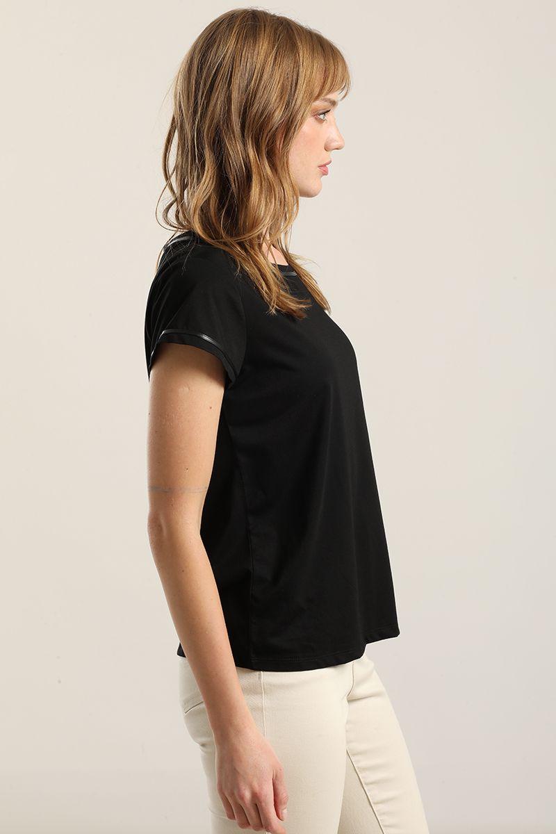 polera aplicacion efecto cuero, negro Liola-2