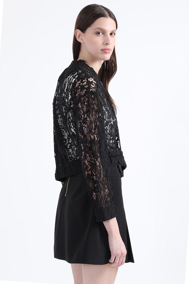 Chaqueta Bomber Encaje, Negro Liola-2