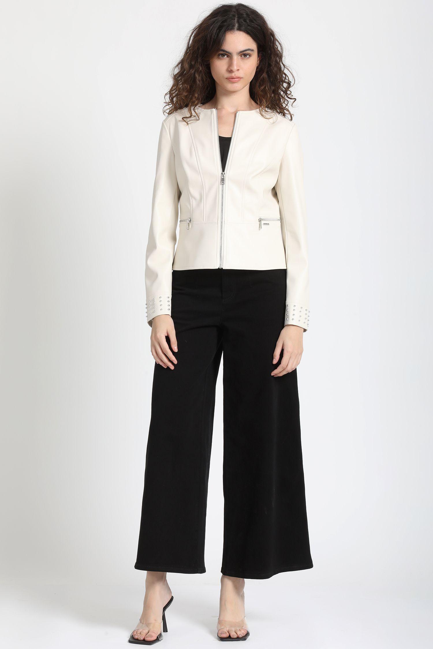 Chaqueta Efecto Cuero Tachas, Beige Liola-2
