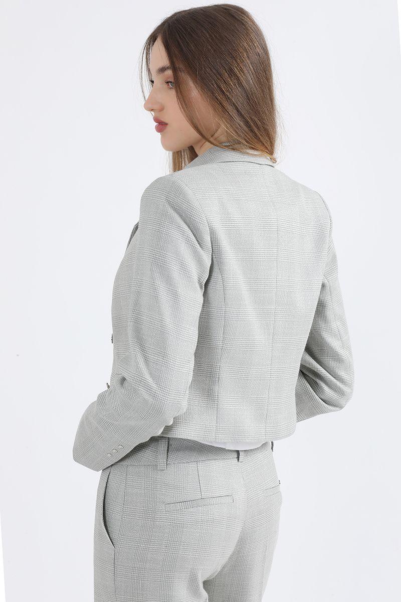 Blazer Cropped Principe De Gales Lurex Verde/Perla Liola-2