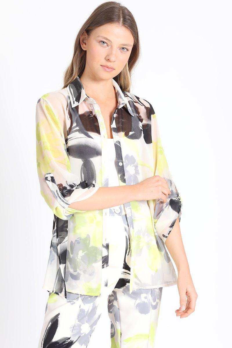 Blusa Gasa Estampada Verde Liola-3