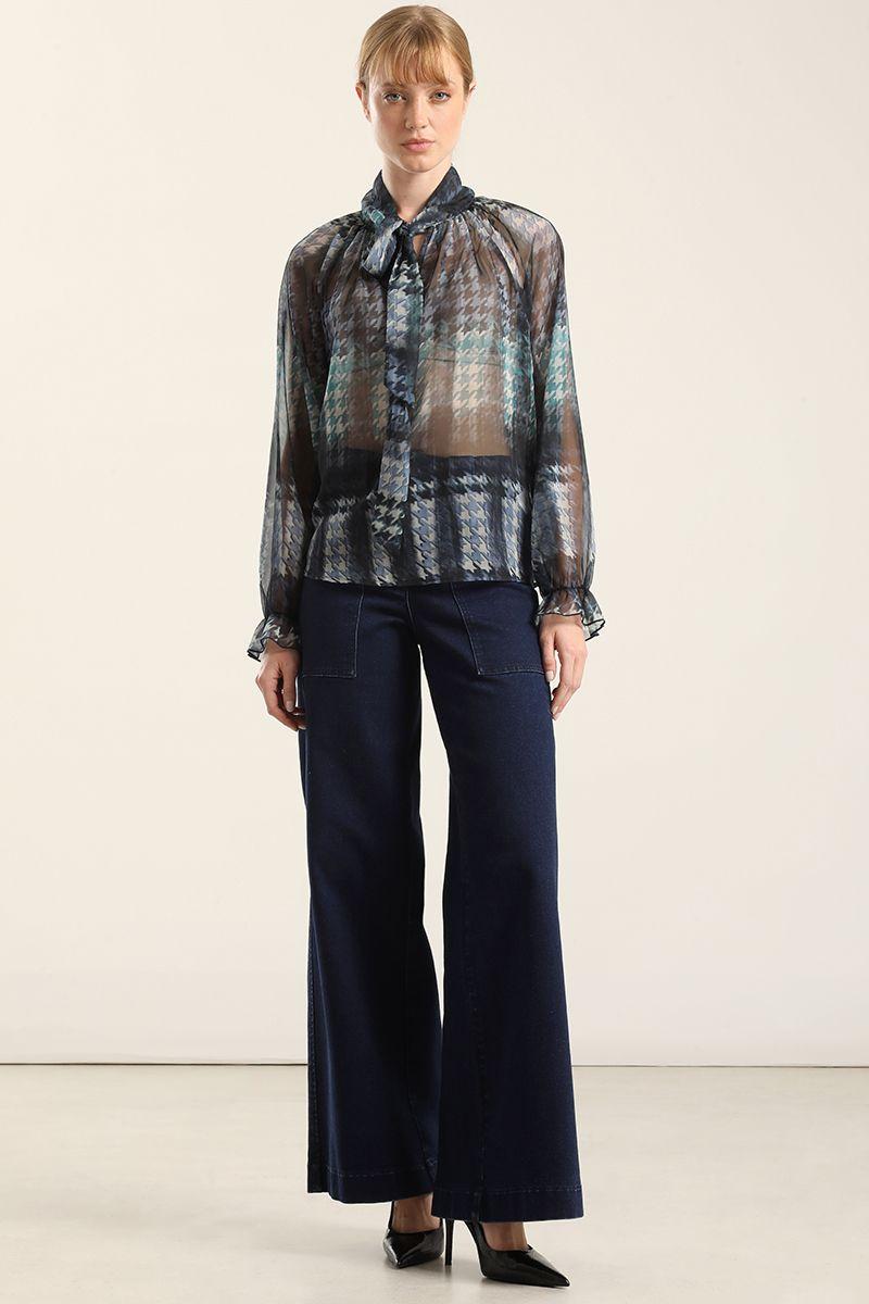 Blusa estampada, lazo, azul Liola-1