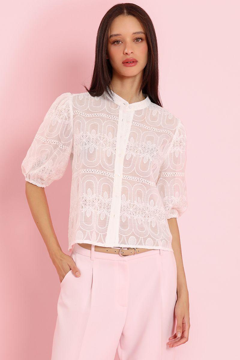 Blusa bordado fantasia, crudo Liola-0