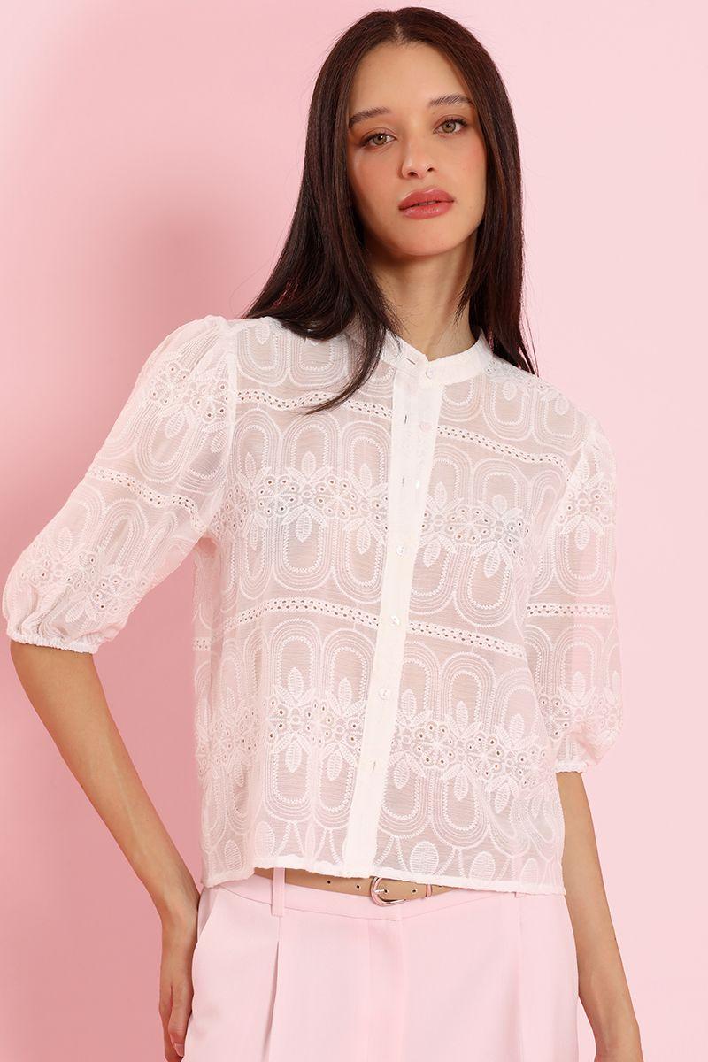 Blusa bordado fantasia, crudo Liola-2